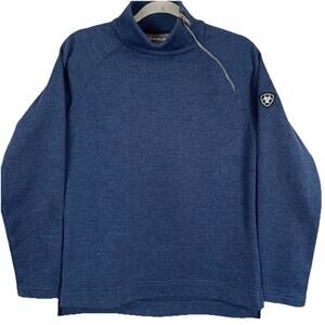 Ariat Tek Equestrian Fleece Pullover Women XS Blue Shoulder Zip Warm Horse Girl